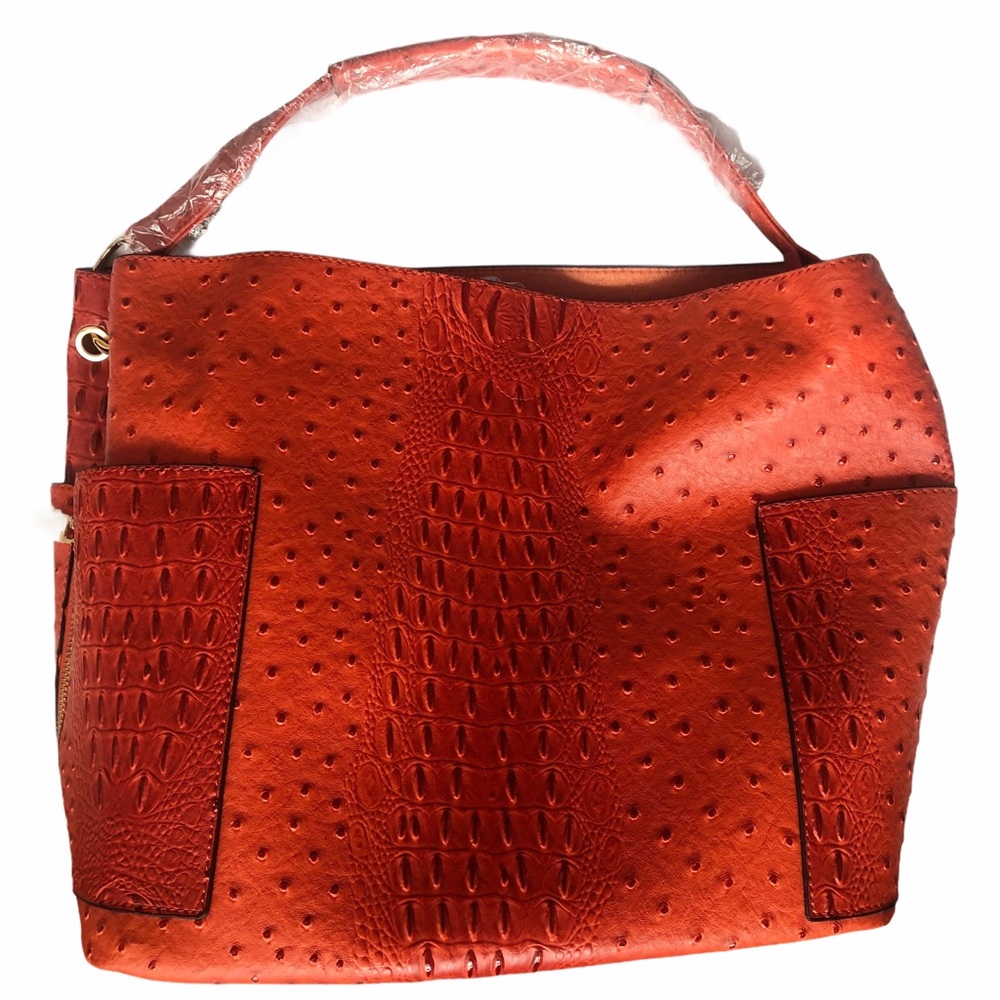 New Le Miel Burnt Pumpkin Orange Vegan Leather 2-in-1 Bag